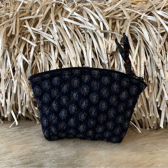 Vintage VERA BRADLEY Classic Navy 1999 Cosmetic Case Lined Red Butterflies USA - Picture 4 of 11